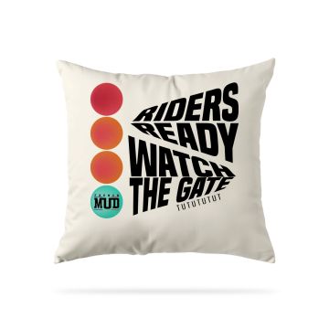 Coussin "riders ready watch the gate"