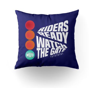 Coussin "riders ready watch the gate"