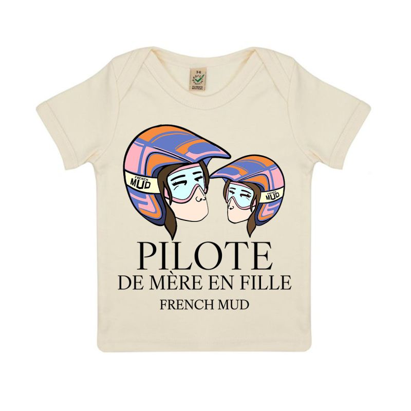 T-shirt "pilote de mere en fille" Bebe BIO